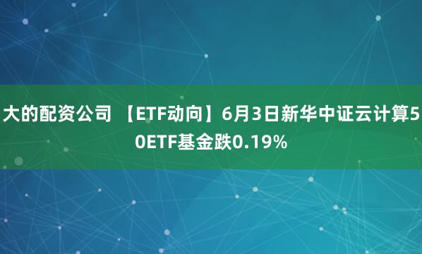 大的配资公司 【ETF动向】6月3日新华中证云计算50ETF基金跌0.19%