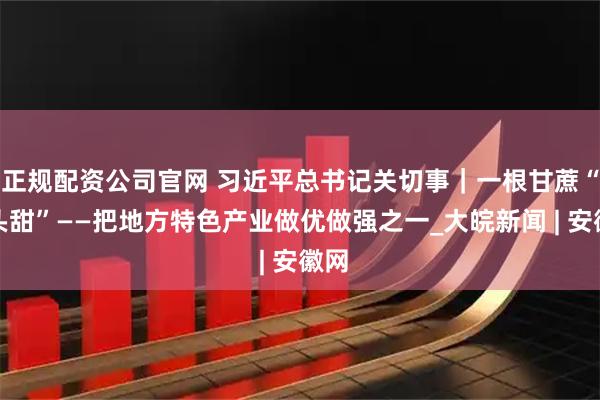 正规配资公司官网 习近平总书记关切事｜一根甘蔗“两头甜”——把地方特色产业做优做强之一_大皖新闻 | 安徽网